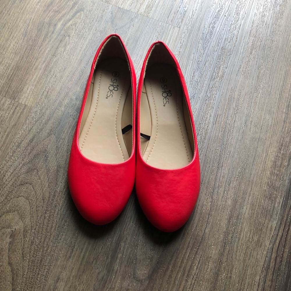 BRAND NEW Cherry Red Ballet Flats with Round Toe